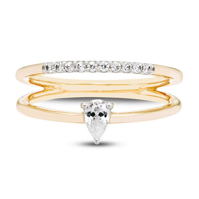 Diamond Double Cuff Ring 1/3 ct tw Pear-Shaped 10K Yellow Gold
