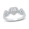 Thumbnail Image 1 of Diamond Heart Ring 1/3 ct tw Baguette & Round-cut 10K White Gold