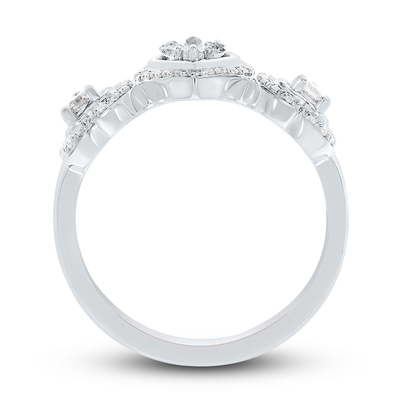 Main Image 3 of Diamond Heart Ring 1/3 ct tw Baguette & Round-cut 10K White Gold