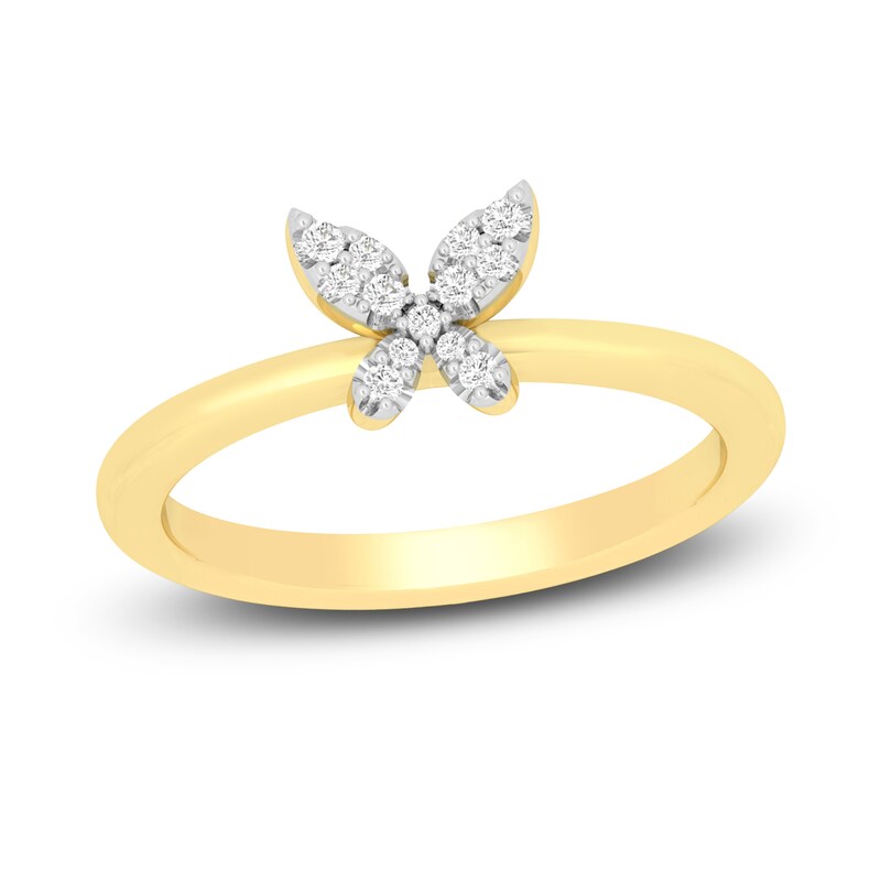 Main Image 1 of Diamond Butterfly Ring 1/10 ct tw Round-cut 10K Yellow Gold