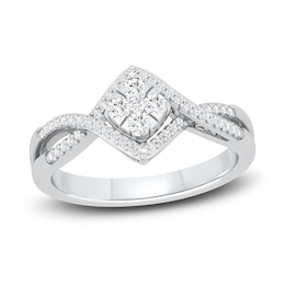 Diamond Cluster Ring 1/3 ct tw Round-cut 10K White Gold