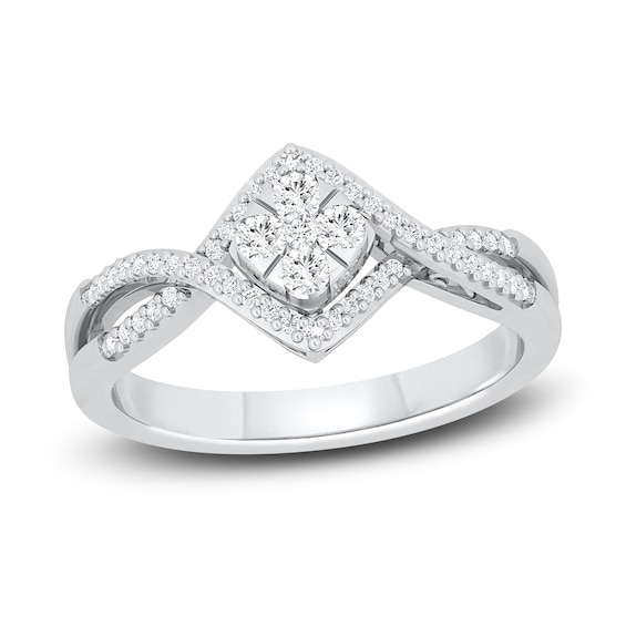 Diamond Cluster Ring 1/3 ct tw Round-cut 10K White Gold