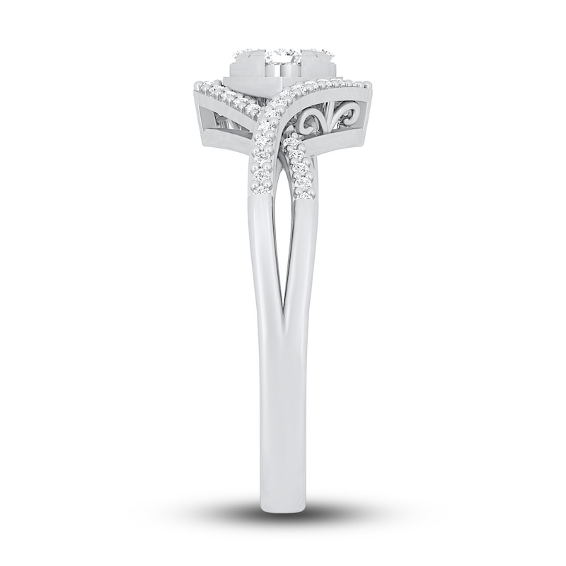 Main Image 2 of Diamond Cluster Ring 1/3 ct tw Round-cut 10K White Gold
