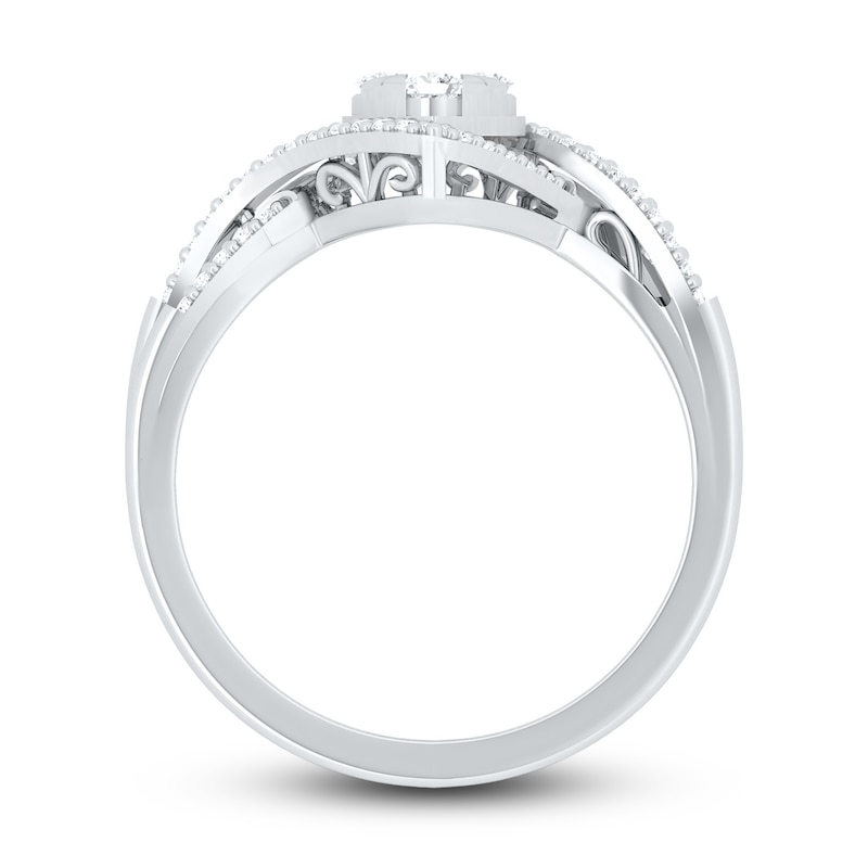 Main Image 3 of Diamond Cluster Ring 1/3 ct tw Round-cut 10K White Gold