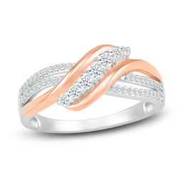 Diamond Bypass Ring 1/3 ct tw Round-cut 10K Rose Gold & Sterling Silver