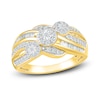 Thumbnail Image 1 of Diamond Three Flower Ring 1/2 ct tw Round & Baguette-cut 10K Yellow Gold