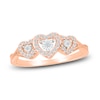 Thumbnail Image 1 of Diamond Three Heart Ring 1/6 ct tw Round-cut 10K Rose Gold