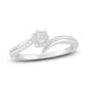 Thumbnail Image 1 of Diamond Halo Beaded Bypass Promise Ring 1/20 ct tw 10K White Gold