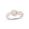 Thumbnail Image 1 of Diamond Bypass Ribbon Promise Ring 1/8 ct tw Sterling Silver & 10K Rose Gold