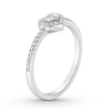 Diamond Heart Ring 1/5 ct tw Baguette & Round-cut 10K White Gold