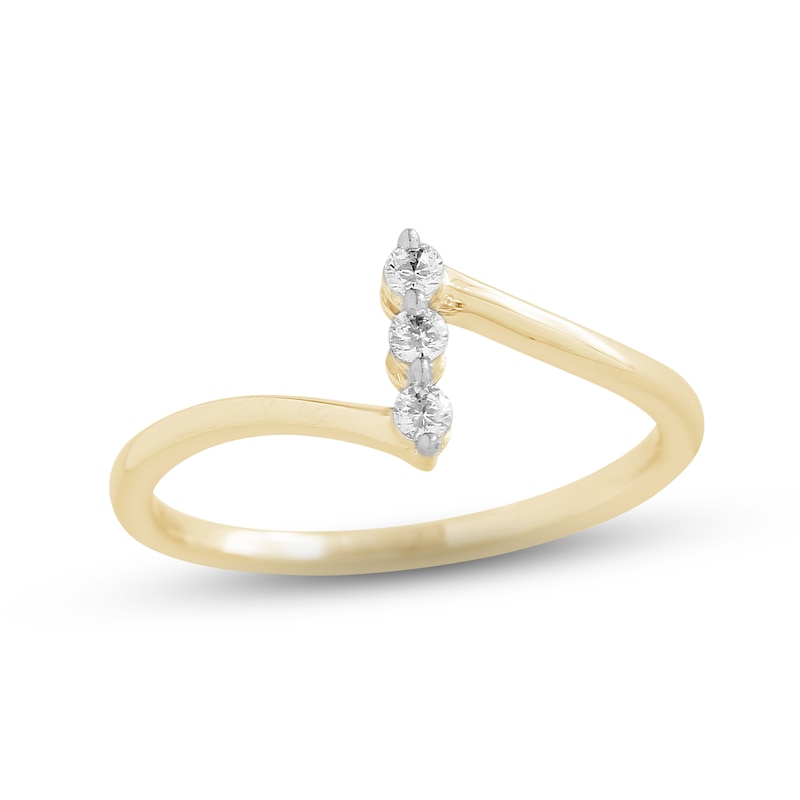 Main Image 1 of Diamond Three-Stone Ring 1/10 ct tw Round-cut 10K Yellow Gold