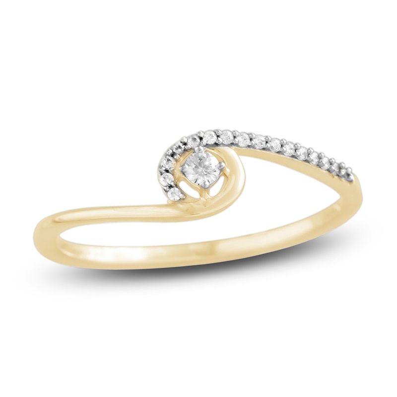 Main Image 1 of Diamond Half-Halo Promise Ring 1/10 ct tw 10K Yellow Gold