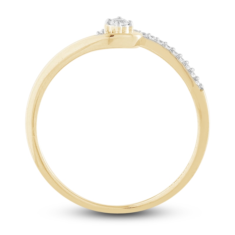 Main Image 2 of Diamond Half-Halo Promise Ring 1/10 ct tw 10K Yellow Gold