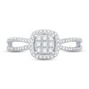 Thumbnail Image 3 of Multi-Diamond Cushion Halo Promise Ring 1/4 ct tw Sterling Silver