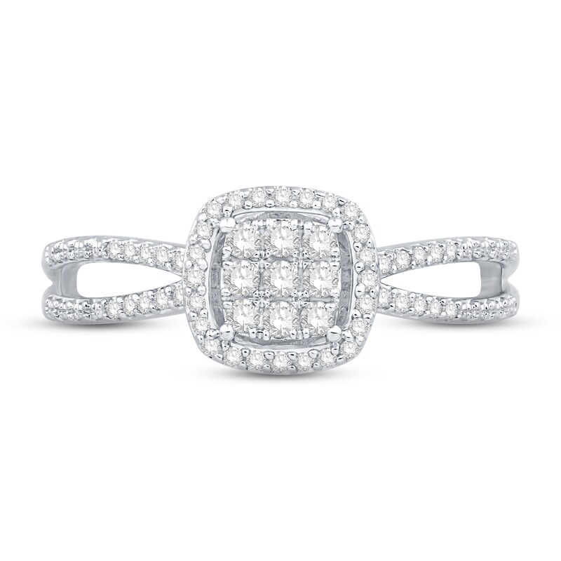 Main Image 3 of Multi-Diamond Cushion Halo Promise Ring 1/4 ct tw Sterling Silver
