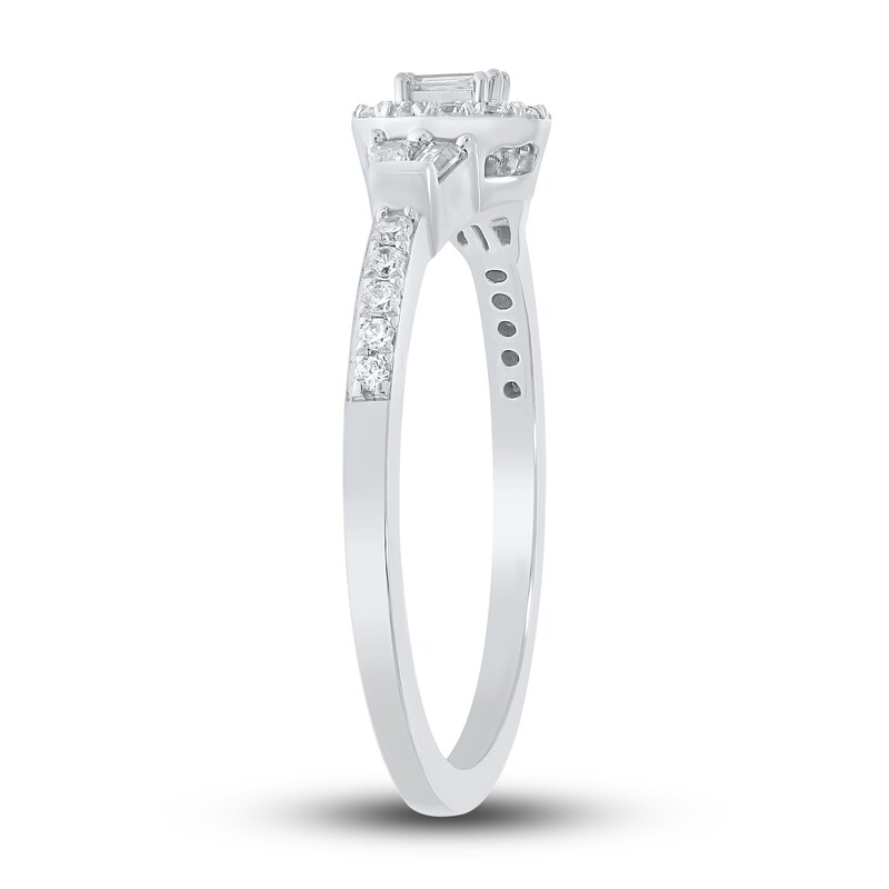 Main Image 2 of Baguette & Round-Cut Multi-Diamond Promise Ring 1/4 ct tw 10K White Gold