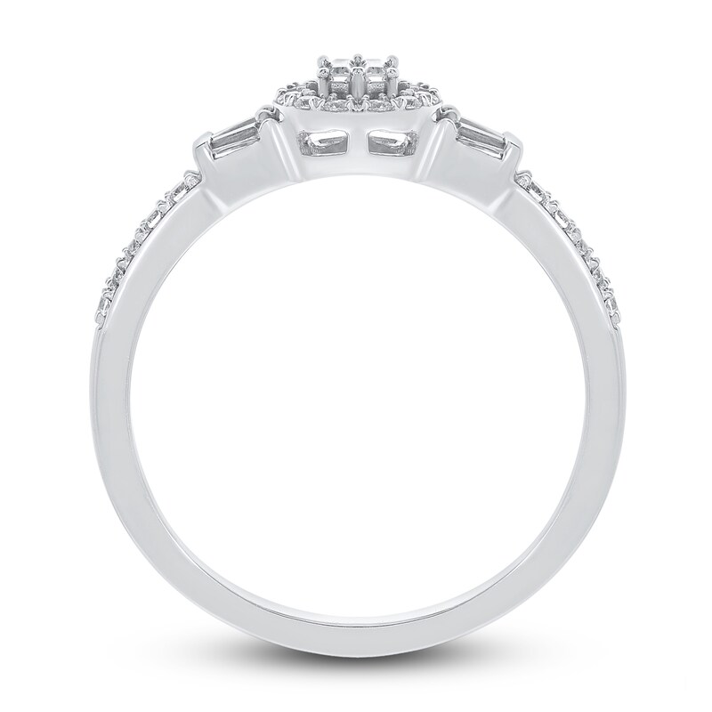 Main Image 3 of Baguette & Round-Cut Multi-Diamond Promise Ring 1/4 ct tw 10K White Gold