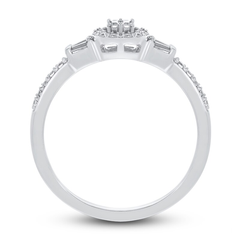 Diamond Promise Ring 1/4 ct tw Baguette & Round-cut 10K White Gold