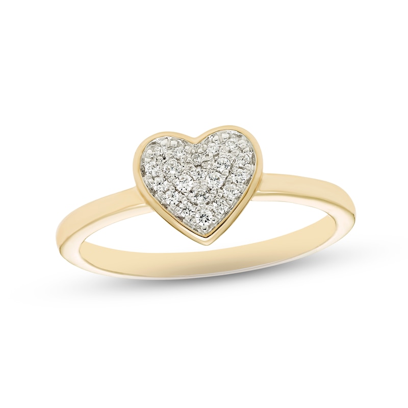 Diamond Heart Ring 1/10 ct tw Round-cut 10K Yellow Gold