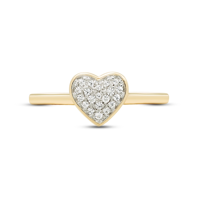 Diamond Heart Ring 1/10 ct tw Round-cut 10K Yellow Gold