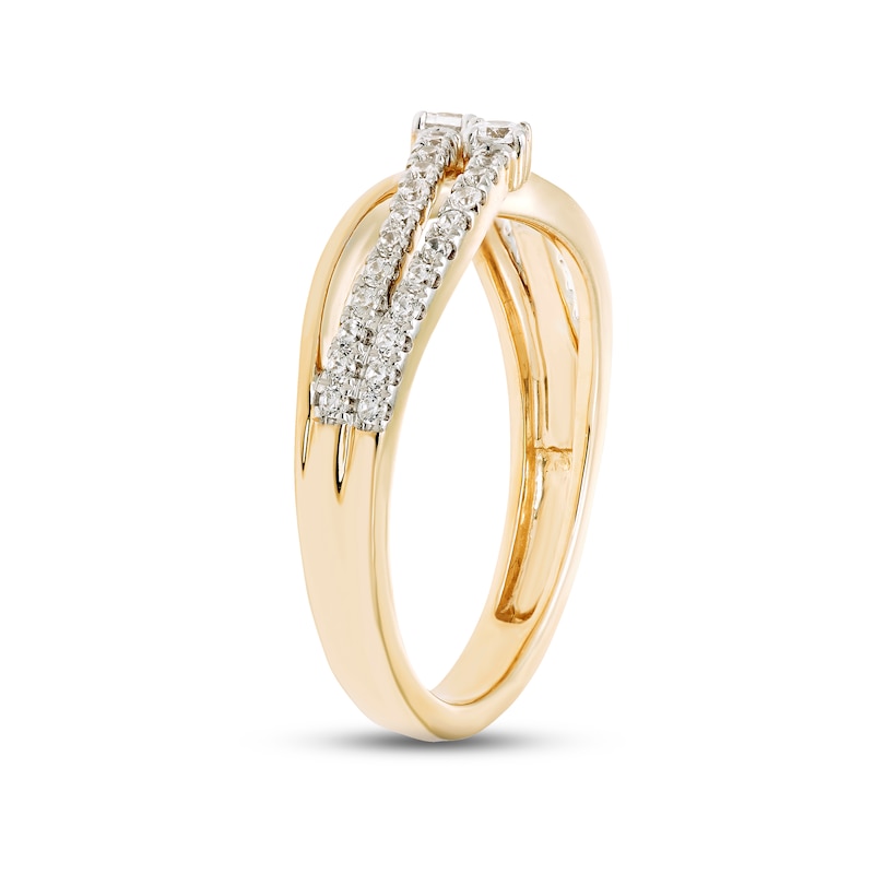 Main Image 2 of Diamond Bypass Ring 1/3 ct tw Round-cut 10K Yellow Gold