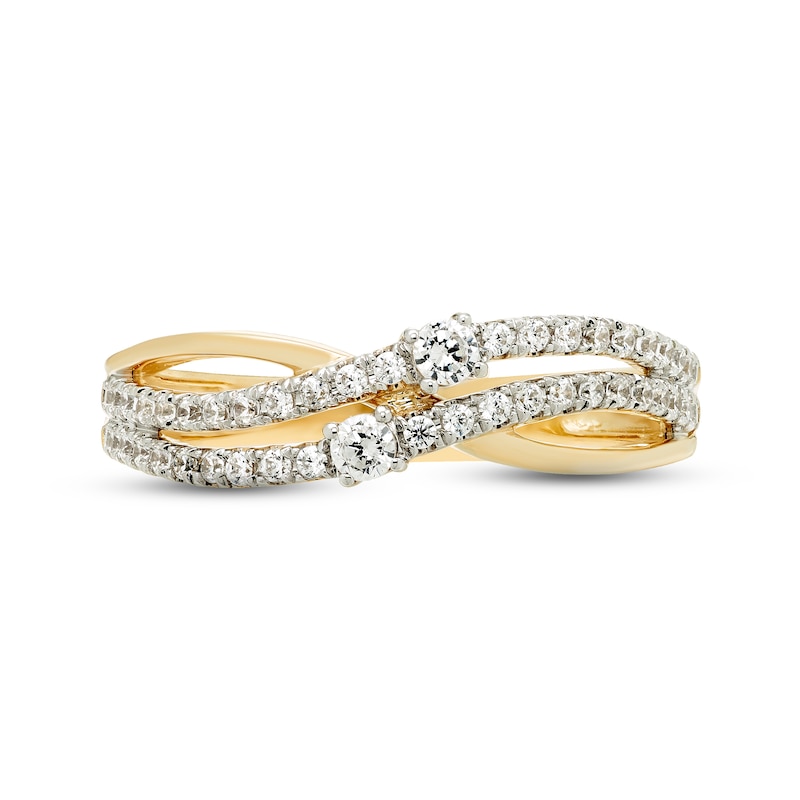 Main Image 3 of Diamond Bypass Ring 1/3 ct tw Round-cut 10K Yellow Gold