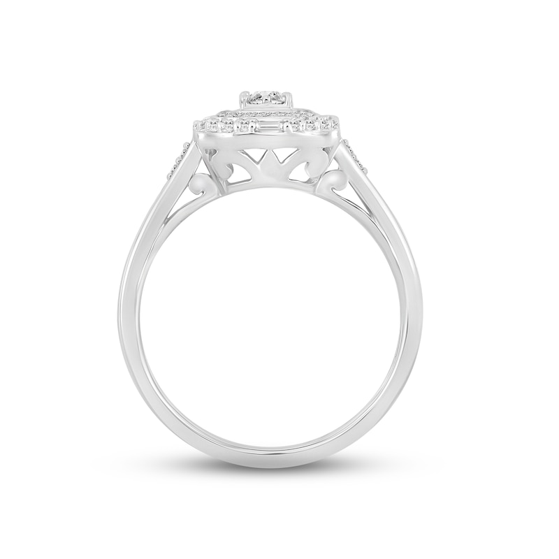 Diamond Promise Ring 1/4 ct tw Round & Baguette-cut 10K White Gold