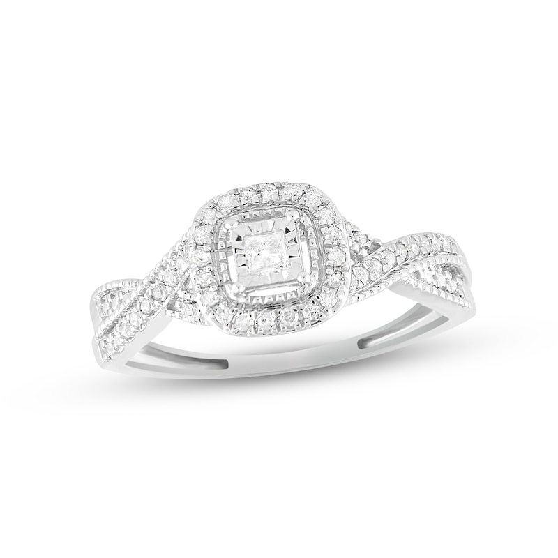 Diamond Promise Ring 1/5 ct tw Princess & Round-cut 10K White Gold