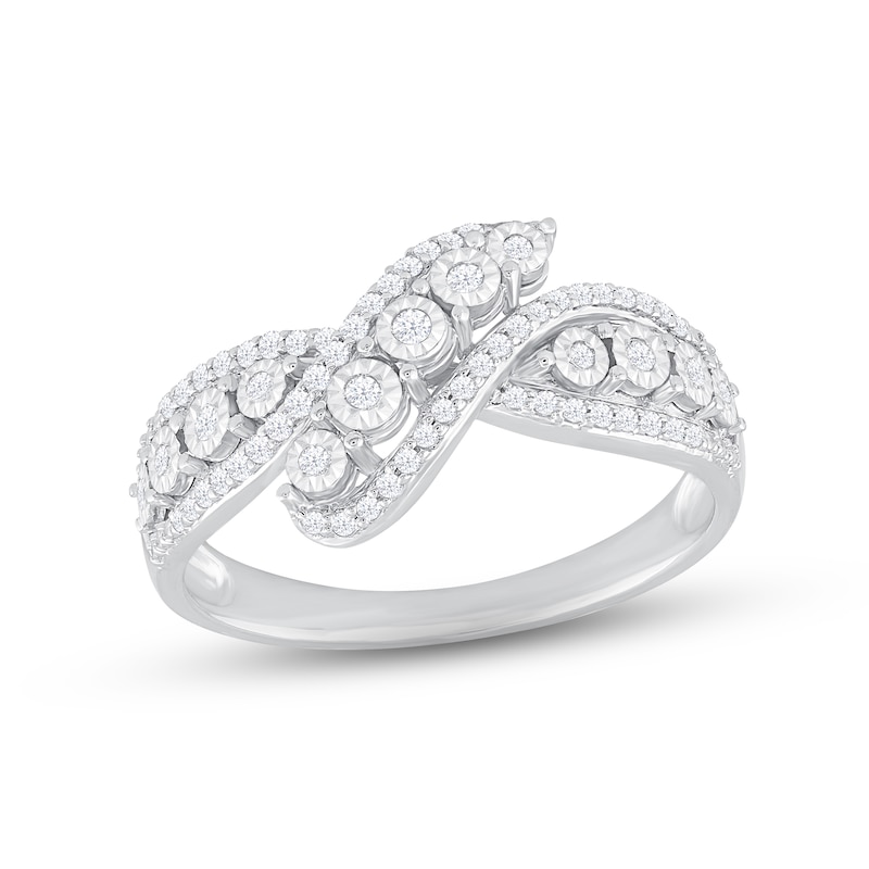 Diamond Bypass Ring 1/4 ct tw Round-cut Sterling Silver