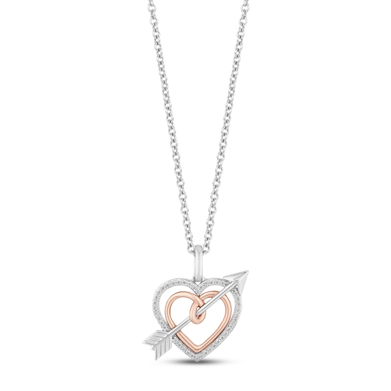 Main Image 1 of Hallmark Diamonds Heart & Arrow Necklace 1/10 ct tw Sterling Silver & 10K Rose Gold 18&quot;