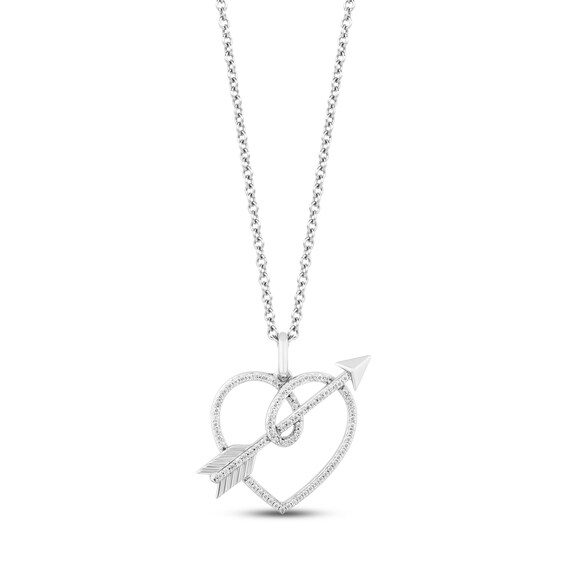 Hallmark Diamonds Heart & Arrow Necklace 1/4 ct tw Sterling Silver 18"