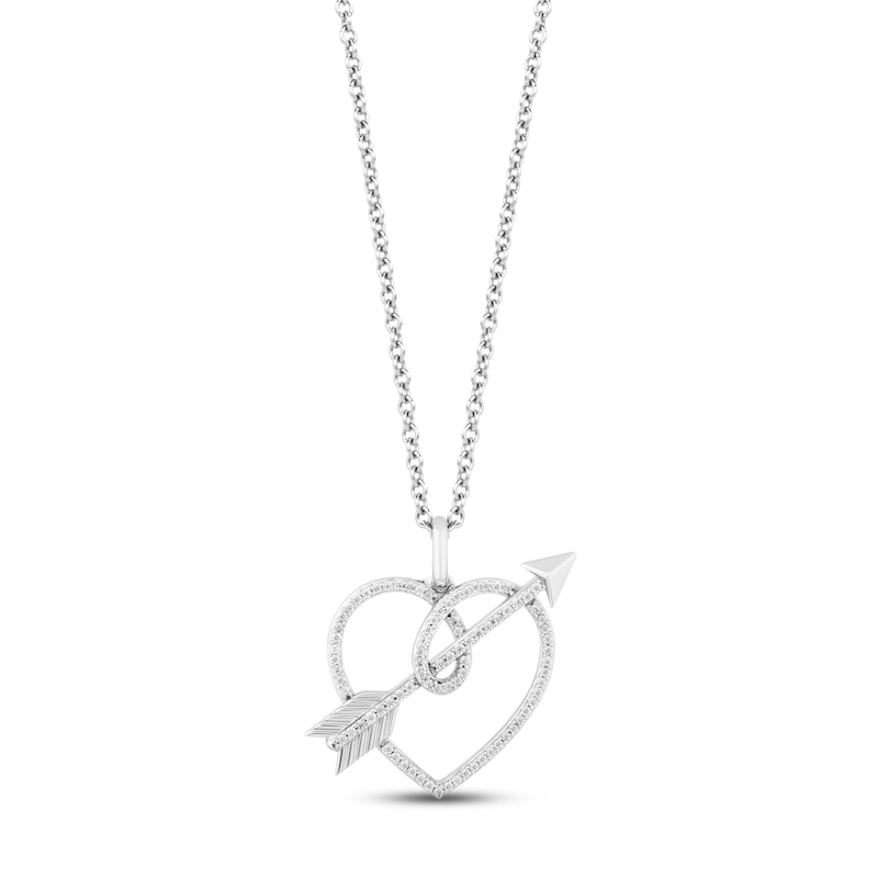 Heart & Arrow Necklace with Diamonds in Sterling Silver 