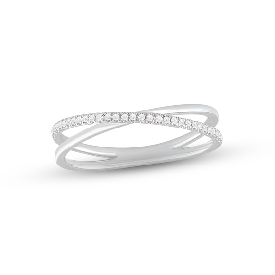 Diamond Crisscross Ring 1/ ct tw Round-cut Sterling Silver