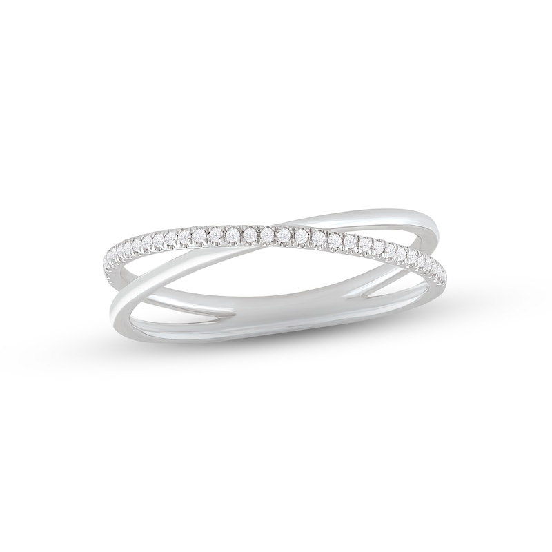 Main Image 1 of Diamond Crisscross Ring 1/10 ct tw Round-cut Sterling Silver