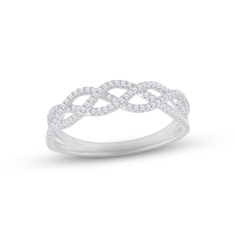 Main Image 1 of Diamond Braid Ring 1/5 ct tw Round-cut Sterling Silver