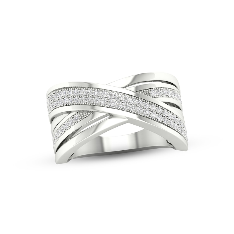 Main Image 1 of Diamond Crisscross Ring 1/4 ct tw Round-cut Sterling Silver