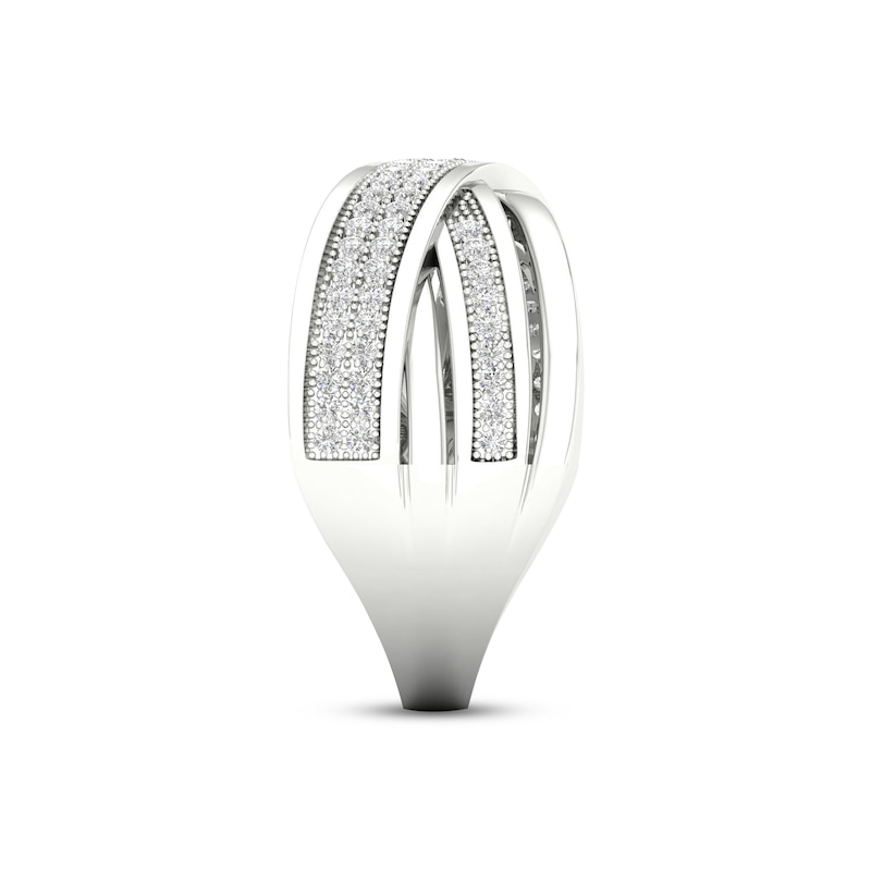 Main Image 3 of Diamond Crisscross Ring 1/4 ct tw Round-cut Sterling Silver