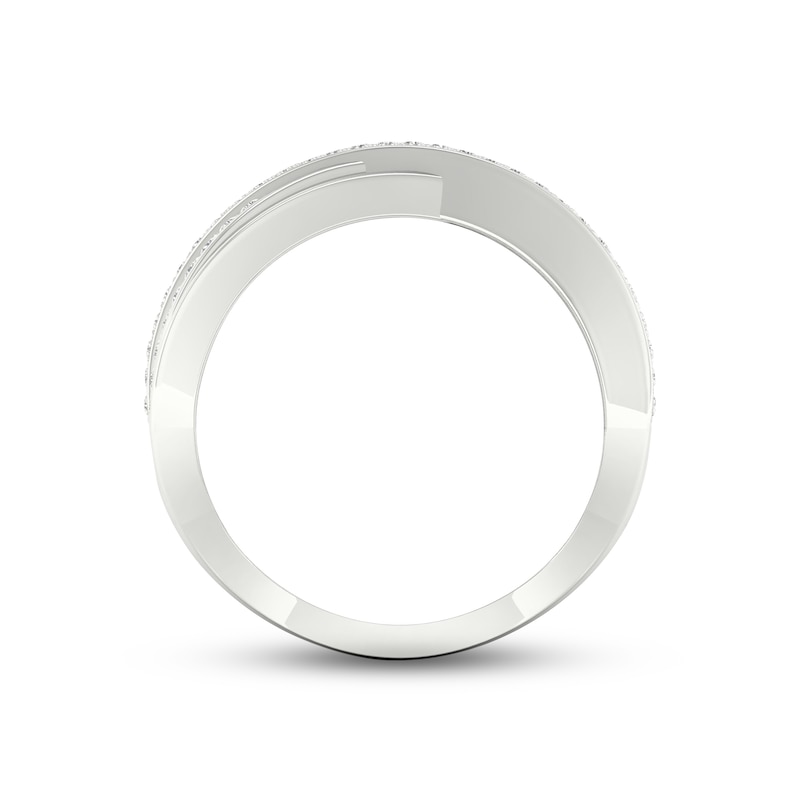 Main Image 4 of Diamond Crisscross Ring 1/4 ct tw Round-cut Sterling Silver