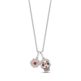 Disney Treasures Coco Garnet & Diamond Necklace 1/10 ct tw Sterling Silver & 10K Rose Gold 17&quot;