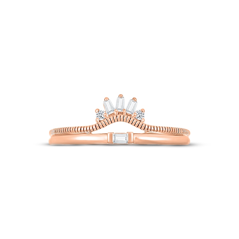 Main Image 2 of Diamond Ring 1/15 ct tw Baguette & Round-cut 10K Rose Gold
