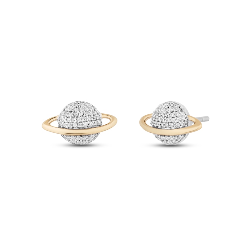 Main Image 1 of Disney Treasures Toy Story Diamond Planet Earrings 1/6 ct tw Sterling Silver & 10K Yellow Gold