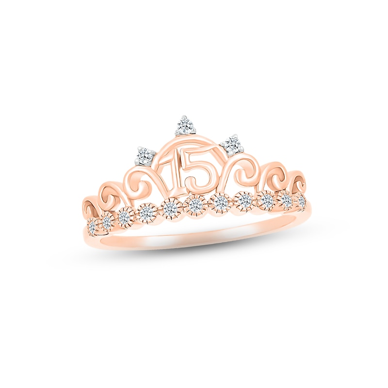 Main Image 1 of Diamond Quinceañera Ring 1/10 ct tw Round-cut 10K Rose Gold