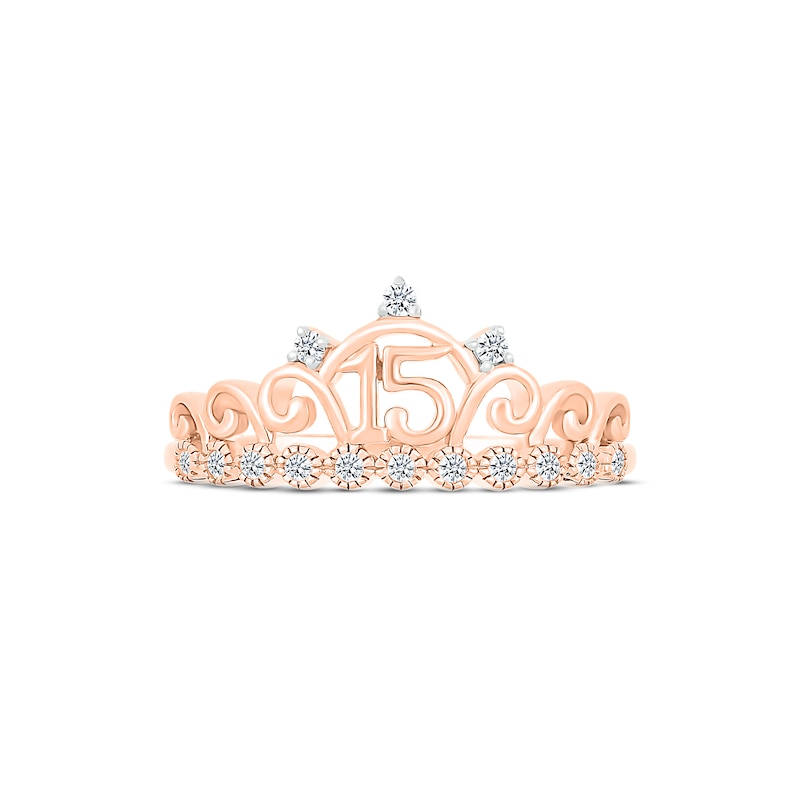 Main Image 2 of Diamond Quinceañera Ring 1/10 ct tw Round-cut 10K Rose Gold