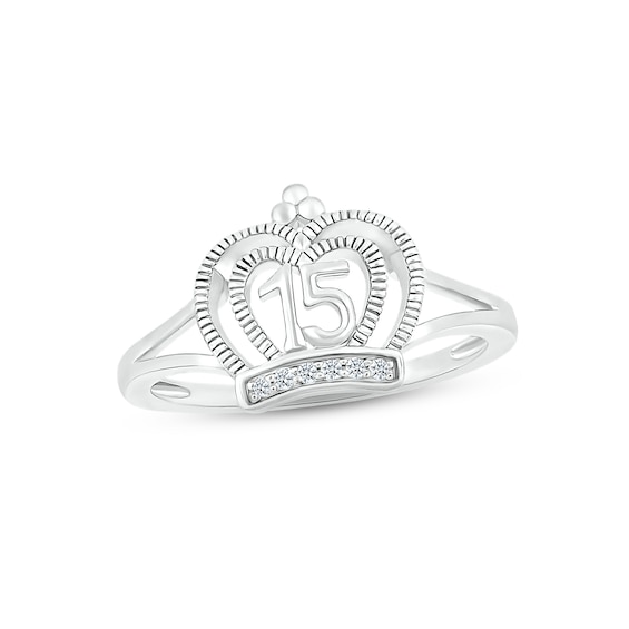 Diamond Quinceañera Tiara Ring 10K White Gold