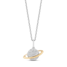 Disney Treasures Toy Story Diamond Planet Necklace 1/6 ct tw Sterling Silver & 10K Yellow Gold 17"