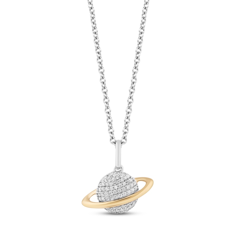 Main Image 1 of Disney Treasures Toy Story Diamond Planet Necklace 1/6 ct tw Sterling Silver & 10K Yellow Gold 17&quot;