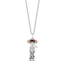 Disney Treasures Toy Story &quot;Jessie&quot; Diamond Necklace 1/15 ct tw Sterling Silver & 10K Rose Gold 17&quot;