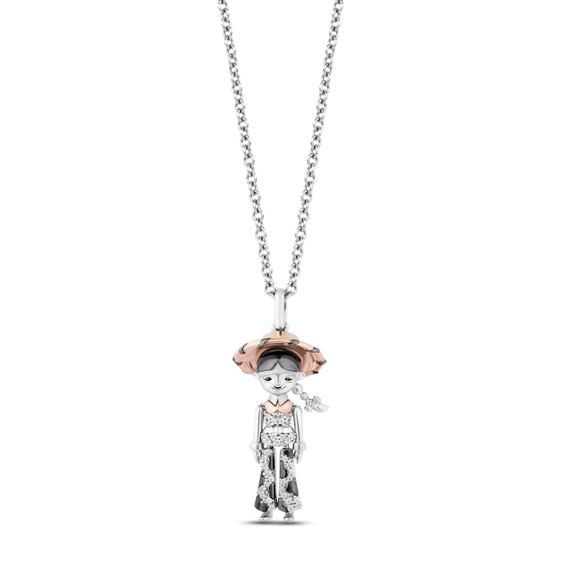 Disney Treasures Toy Story "Jessie" Diamond Necklace 1/15 ct tw Sterling Silver & 10K Rose Gold 17"