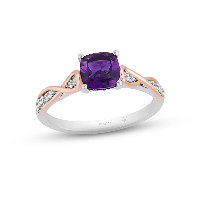 Hallmark Diamonds Amethyst Promise Ring 1/10 ct tw Sterling Silver & 10K Rose Gold