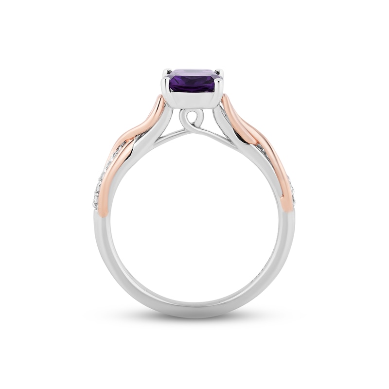 Hallmark Diamonds Amethyst Promise Ring 1/10 ct tw Sterling Silver & 10K Rose Gold